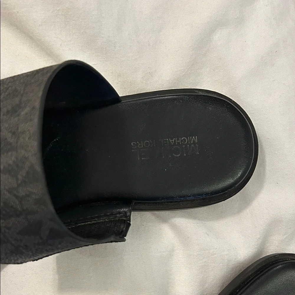 Michael Kors Black Logo Strap Slide Sandals Side 6.5